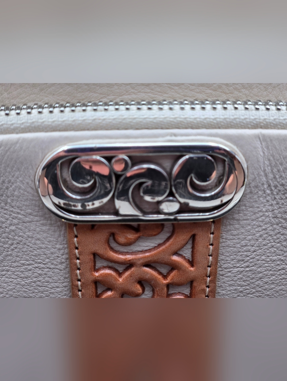 Brighton Ferrara Leather Crossbody Organizer Bag - Cream/Tan #F270671 - Picture 2 of 14